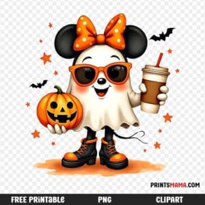 Cute Minnie Mouse Inspired Halloween Ghost Free Printable