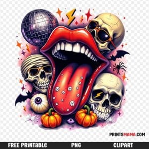 Bold Halloween Disco Skull Design Free Printable