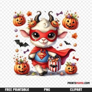 Cute Superhero Sheep in Halloween Costume Free Printable