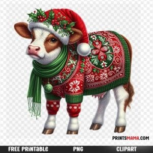 Festive Calf Christmas Printable Free Download