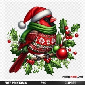 Festive Cardinal Christmas Printable Free Holiday Download