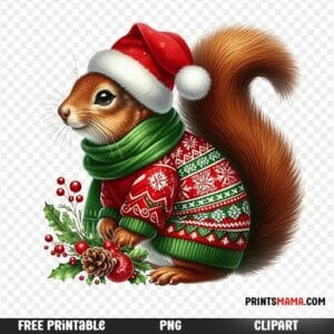 Festive Squirrel Christmas Printable Free Download