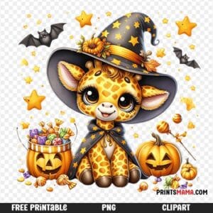 Cute Witch Giraffe Halloween Printable Free