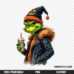 Stylish Grinch in Halloween Beanie Free Printable